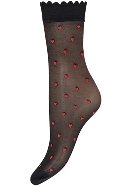 Ankle Heart Sock 30 denier - Red Hearts